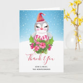 Cute Kerstpinguin in Santa Hat Dank je Kaart (Gele Bloem)