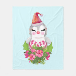 Cute Kerstpinguïn in Santa Hat Fleece Deken