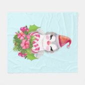 Cute Kerstpinguïn in Santa Hat Fleece Deken (Voorkant (Horizontaal))