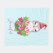 Cute Kerstpinguïn in Santa Hat Fleece Deken (Voorkant (Horizontaal))