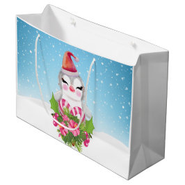 Cute Kerstpinguïn in Santa Hat Groot Cadeauzakje