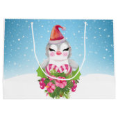 Cute Kerstpinguïn in Santa Hat Groot Cadeauzakje (Achterkant)
