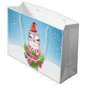 Cute Kerstpinguïn in Santa Hat Groot Cadeauzakje (Achterkant Gekanteld)