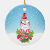 Cute Kerstpinguïn in Santa Hat Keramisch Ornament (Voorkant)