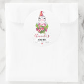 Cute Kerstpinguin in Santa Hat Kitchen Ronde Sticker (Tas)