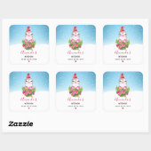 Cute Kerstpinguin in Santa Hat Kitchen Vierkante Sticker (Vel)