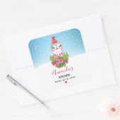 Cute Kerstpinguin in Santa Hat Kitchen Vierkante Sticker (Envelop)