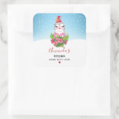 Cute Kerstpinguin in Santa Hat Kitchen Vierkante Sticker (Tas)