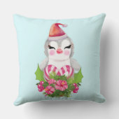 Cute Kerstpinguïn in Santa Hat Kussen (Achterkant)