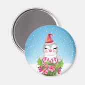 Cute Kerstpinguïn in Santa Hat Magneet (Voorkant / Achterkant)