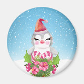 Cute Kerstpinguïn in Santa Hat Magneet (Voorkant)