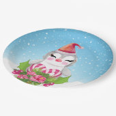 Cute Kerstpinguïn in Santa Hat Papieren Bordje (Gekanteld)