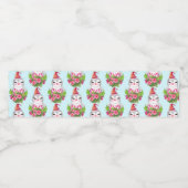 Cute Kerstpinguin in Santa Hat Pattern Waterfles Etiket (Enkel label)