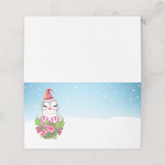 Cute Kerstpinguïn in Santa Hat Plaatskaartje (Buitenkant ongevouwen)