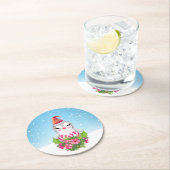 Cute Kerstpinguïn in Santa Hat Ronde Kartonnen Onderzetter (Insitu)