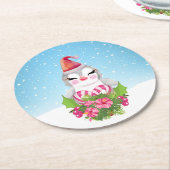 Cute Kerstpinguïn in Santa Hat Ronde Kartonnen Onderzetter (Gebogen)