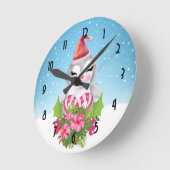 Cute Kerstpinguïn in Santa Hat Ronde Klok (Hoek)