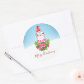 Cute Kerstpinguïn in Santa Hat Ronde Sticker (Envelop)