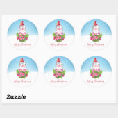 Cute Kerstpinguïn in Santa Hat Ronde Sticker (Vel)