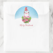 Cute Kerstpinguïn in Santa Hat Ronde Sticker (Tas)