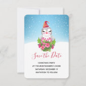 Cute Kerstpinguïn in Santa Hat Save The Date (Voorkant)
