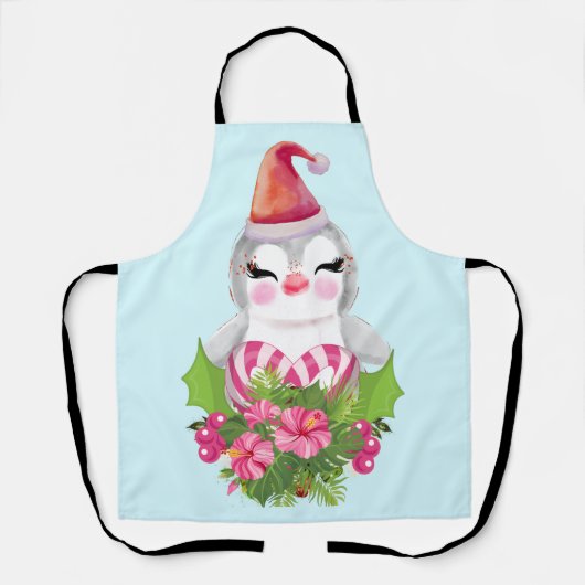 Cute Kerstpinguïn in Santa Hat Schort (Voorkant)