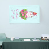 Cute Kerstpinguïn in Santa Hat Spandoek (Beurs)