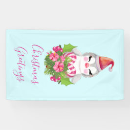 Cute Kerstpinguïn in Santa Hat Spandoek