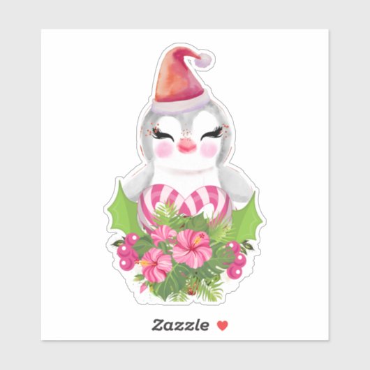 Cute Kerstpinguïn in Santa Hat Sticker (Vel)