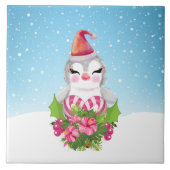 Cute Kerstpinguïn in Santa Hat Tegeltje (Voorkant)