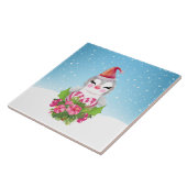 Cute Kerstpinguïn in Santa Hat Tegeltje (Zijkant)