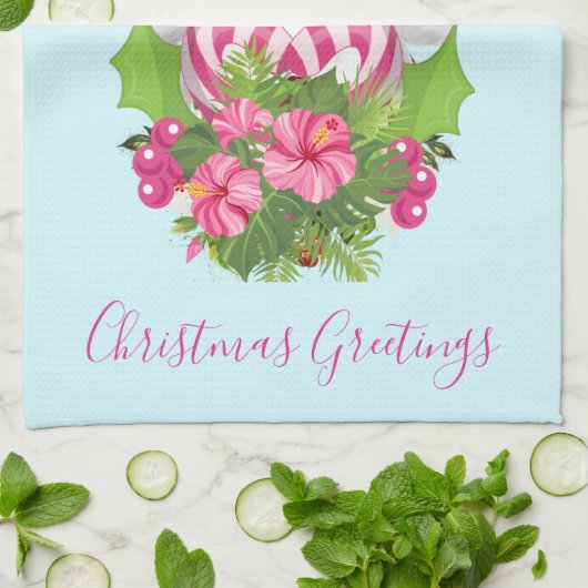 Cute Kerstpinguïn in Santa Hat Theedoek (Gevouwen)