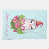 Cute Kerstpinguïn in Santa Hat Theedoek (Horizontaal)