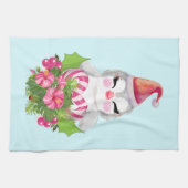 Cute Kerstpinguïn in Santa Hat Theedoek (Horizontaal)