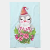 Cute Kerstpinguïn in Santa Hat Theedoek (Verticaal)