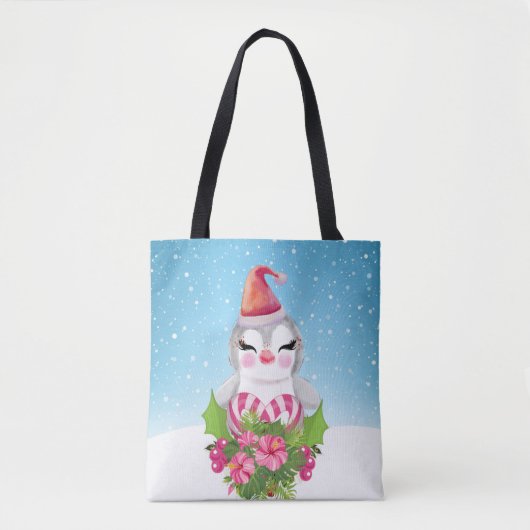 Cute Kerstpinguïn in Santa Hat Tote Bag (Voorkant)