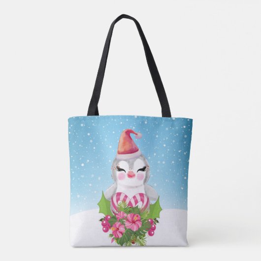 Cute Kerstpinguïn in Santa Hat Tote Bag (Achterkant)