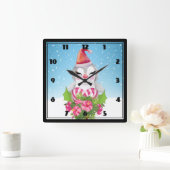 Cute Kerstpinguïn in Santa Hat Vierkante Klok (Huis)