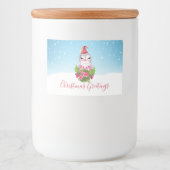 Cute Kerstpinguïn in Santa Hat Voedselcontainer Etiket (Voorkant)