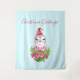 Cute Kerstpinguïn in Santa Hat Wandkleed