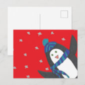 Cute Kerstpinguin op rood Briefkaart (Voorkant / Achterkant)
