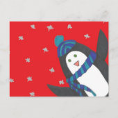 Cute Kerstpinguin op rood Briefkaart (Voorkant)