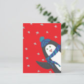 Cute Kerstpinguin op rood Briefkaart (Staand voorkant)