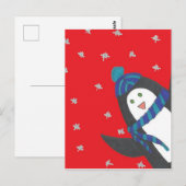 Cute Kerstpinguin op rood Briefkaart (Voorkant / Achterkant)