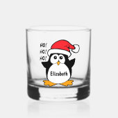 Cute Kerstpinguin Personaliseren Whisky Glas (Voorkant)