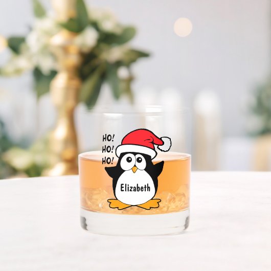 Cute Kerstpinguin Personaliseren Whisky Glas (Insitu (Huwelijk))