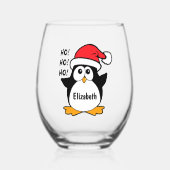 Cute Kerstpinguin Personaliseren Wijnglas Zonder Voet (Voorkant)