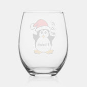 Cute Kerstpinguin Personaliseren Wijnglas Zonder Voet (Achterkant)