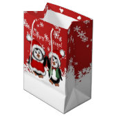 Cute Kerstpinguins Gift Bag Medium Cadeauzakje (Voorkant Gekanteld)
