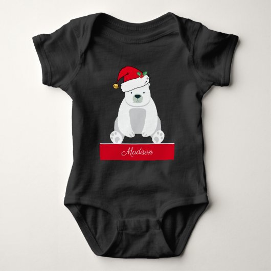 Cute Kerstpoar-Beer in Santa Hat Custom Romper (Voorkant)